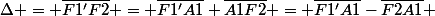 \Delta = \overline{F1'F2} = \overline{F1'A1}+\overline{A1F2} = \overline{F1'A1}-\overline{F2A1} 