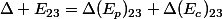 \Delta E_{23}=\Delta(E_p)_{23}+\Delta(E_c)_{23}