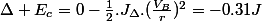 \Delta E_{c}=0-\frac{1}{2}.J_{\Delta}.(\frac{V_{B}}{r})^{2}=-0.31J