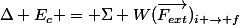 \Delta E_c = \Sigma W(\vec{F_{ext}})_{i \rightarrow f}