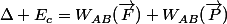 \Delta E_c=W_{AB}(\vec{F})+W_{AB}(\vec{P})