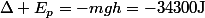 \Delta E_p=-mgh=-34300\ \mathrm{J}