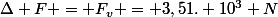 \Delta F = F_v = 3,51. 10^3 N