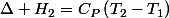 \Delta H_{2}=C_{P}\left(T_{2}-T_{1}\right)
