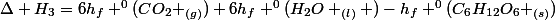 \Delta H_3=6h_{f} ^{0}(CO_2 _{(g)})+6h_{f} ^{0}(H_2O _{(l)} )-h_{f} ^{0}(C_6H_{12}O_6 _{(s)})