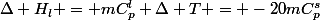 \Delta H_l = mC_p^l \Delta T = -20\ mC_p^s