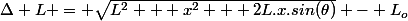 \Delta L = \sqrt{L^2 + x^2 + 2L.x.sin(\theta)} - L_o