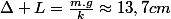 \Delta L=\frac{m.g}{k}\approx13,7cm