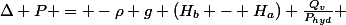 \Delta P = -\rho g (H_b - H_a) \frac{Q_v}{P_{hyd}} 