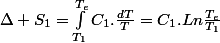 \Delta S_{1}=\int_{T_{1}}^{T_{e}}{C_{1}.\frac{dT}{T}}=C_{1}.Ln\frac{T_{e}}{T_{1}}