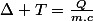 \Delta T=\frac{Q}{m.c}