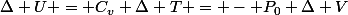 \Delta U = C_v \Delta T = - P_0 \Delta V
