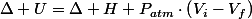 \Delta U=\Delta H+P_{atm}\cdot\left(V_{i}-V_{f}\right)