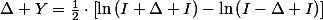 \Delta Y=\frac{1}{2}\cdot\left[\ln\left(I+\Delta I\right)-\ln\left(I-\Delta I\right)\right]