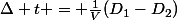 \Delta t = \frac{1}{V}(D_1-D_2)