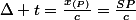 \Delta t=\frac{x_{(P)}}{c}=\frac{SP}{c}