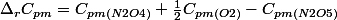\Delta_{r}C_{pm}=C_{pm(N2O4)}+\frac{1}{2}C_{pm(O2)}-C_{pm(N2O5)}