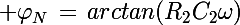 \Large \varphi_N\,=\,arctan(R_2C_2\omega)