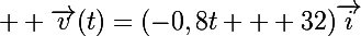 \Large  \vec{v}(t)=(-0,8t + 32)\vec{i}