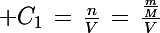 \Large C_1\,=\,\frac{n}{V}\,=\,\frac{\frac{m}{M}}{V}