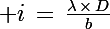 \Large i\,=\,\frac{\lambda\,\times\,D}{b}