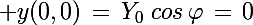 \Large y(0,0)\,=\,Y_0\,\,cos\,\varphi\,=\,0
