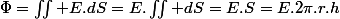 \Phi=\iint E.dS=E.\iint dS=E.S=E.2\pi.r.h