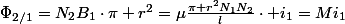 \Phi_{2/1}=N_{2}B_{1}\cdot\pi r^{2}=\mu\frac{\pi r^{2}N_{1}N_{2}}{l}\cdot i_{1}=Mi_{1}