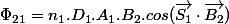\Phi_{21}=n_{1}.D_{1}.A_{1}.B_{2}.cos(\overrightarrow{S_{1}}\cdot\overrightarrow{B_{2}})