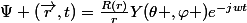 \Psi (\vec{r},t)=\frac{R(r)}{r}Y(\theta ,\varphi )e^{-jwt}