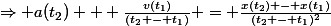 \Rightarrow a(t_2) + \frac{v(t_1)}{(t_2 - t_1)} = \frac{x(t_2) - x(t_1)}{(t_2 - t_1)^2}