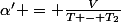 \alpha' = \frac{V}{T - T_2}