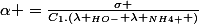 \alpha =\frac{\sigma }{C_{1}.\left(\lambda _{HO-}+\lambda _{NH4+} \right)}