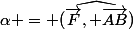 \alpha = \widehat{(\vec{F}, \vec{AB})}