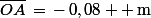 \bar{OA}\,=\,-\,0,08  \,\rm{m}