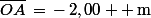 \bar{OA}\,=\,-\,2,00  \,\rm{m}