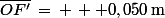 \bar{OF'}\,=\,+\,  0,050\,\rm{m}