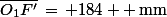 \bar{O_1F'}\,=\,+184  \,\rm{mm}