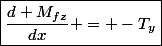 \boxed{\dfrac{d M_{fz}}{dx} = -T_y}