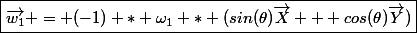 \boxed{\vec{w_1} = (-1) * \omega_1 * (sin(\theta)\vec{X} + cos(\theta)\vec{Y})}