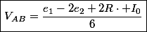 \boxed{V_{AB}=\frac{e_{1}-2e_{2}+2R\cdot I_{0}}{6}}