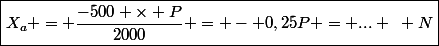 \boxed{X_a = \dfrac{-500 \times P}{2000} = - 0,25P = ... ~ N}