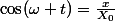 \cos(\omega t)=\frac{x}{X_0}&nbsp;&nbsp;&nbsp;&nbsp;(1')&nbsp;&nbsp;