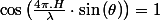 \cos\left(\frac{4\pi.H}{\lambda}\cdot\sin\left(\theta\right)\right)=1