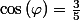 \cos\left(\varphi\right)=\frac{3}{5}