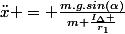 \ddot{x} = \frac{m.g.sin(\alpha)}{m+\frac{I_\Delta }{r_1}}