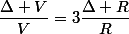 \dfrac{\Delta V}{V}=3\dfrac{\Delta R}{R}