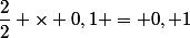 \dfrac{2}{2} \times 0,1 = 0, 1&nbsp;&nbsp;mol