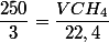 \dfrac{250}{3}=\dfrac{VCH_{4}}{22,4}