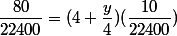 \dfrac{80}{22400}=(4+\dfrac{y}{4})(\dfrac{10}{22400})